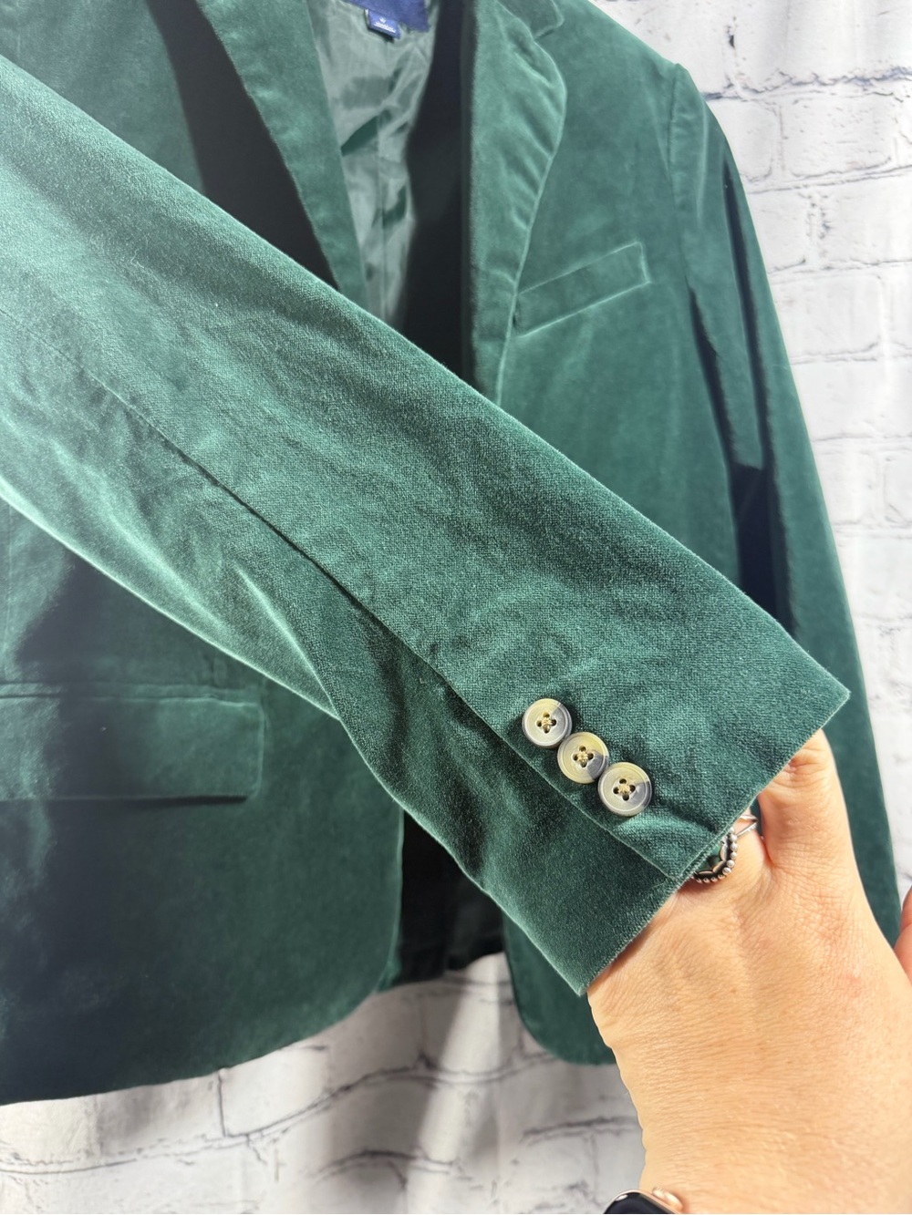 Janie and Jack Forest Green Velvet Blazer - Picture 7 of 8